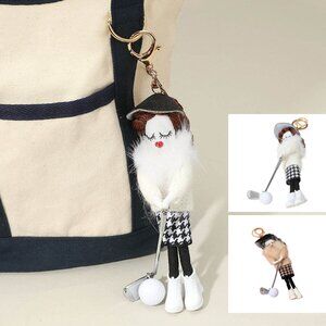 Lady Girl Woman Golf Player Sporty Doll Designer Inspo Bag Charm Keychain NEW